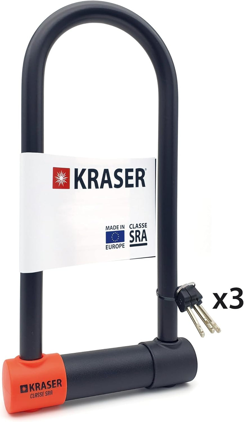 KRASER KR120L Solid U Vorhängeschloss SRA-geprüftes Motorradschloss Diebstahlschutz Motorrad Sicherh