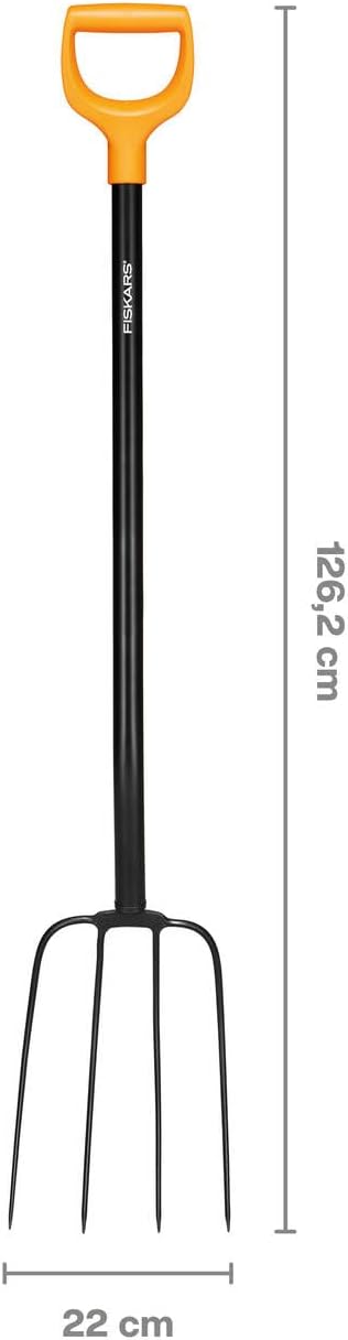 Fiskars Kompostgabel mit 4 Zinken, Länge: 126 cm, Qualitätsstahl-Zinken/Glasfaserverstärkter Kunstst