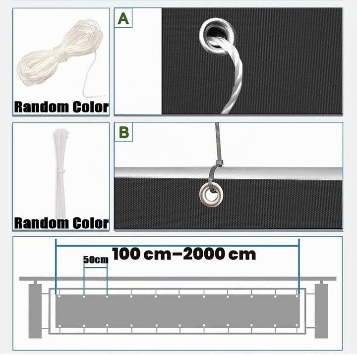 Ufamiluk balkonbespannung 80 cm hoch Anthrazit Balkon Windschutz Stoff HDPE Wetterfest Blickdichte U