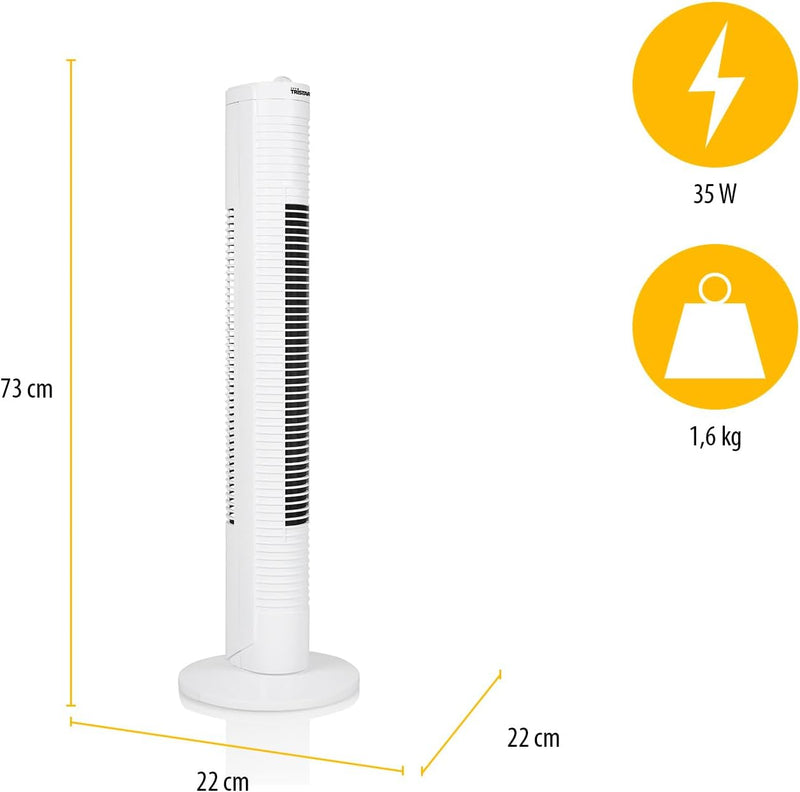 Tristar VE-5900 Lüftungsturm - 35 W - 73 cm Höhe - 3 Geschwindigkeitsstufen - Oszillation 75° - Time