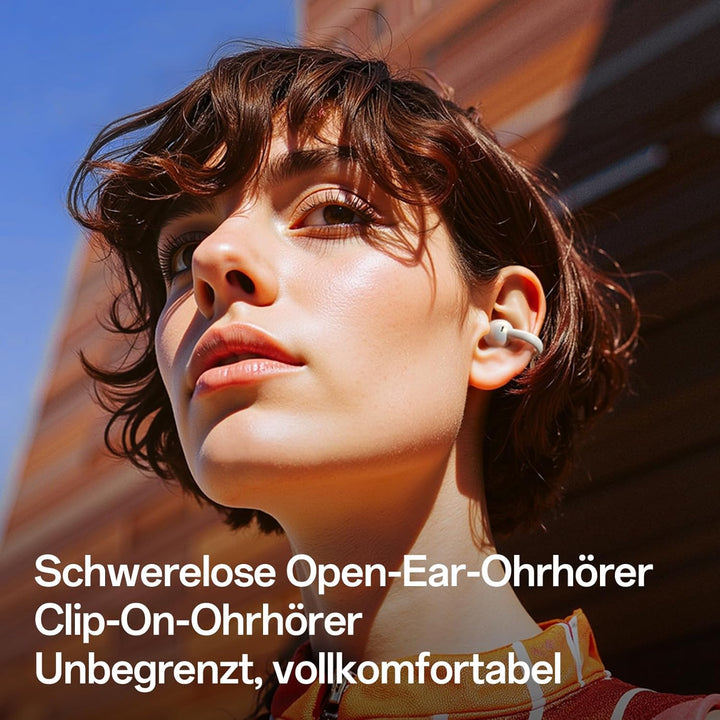 OpenRock E Open-Ear Kopfhörer Kabellos- Clip-On Ohrhörer - 4G Leichtgewicht - Bluetooth 6.0 - Starke