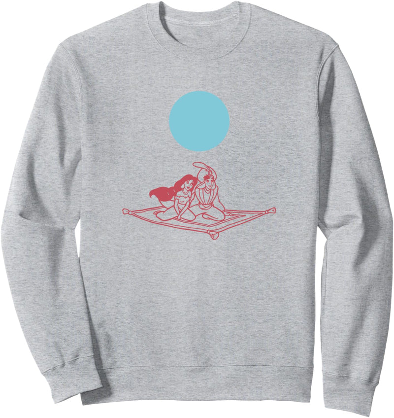 Disney Aladdin And Jasmine Flying Carpet Outline Sketch Sweatshirt