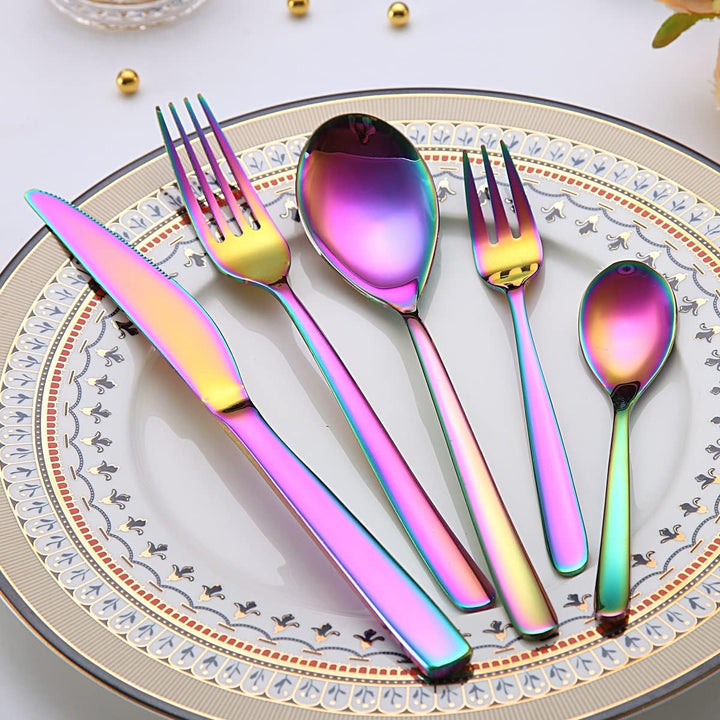Berglander Rainbow Besteck-Set 30-teilig, Stabiles Edelstahl-Titan-Bunt-Besteck-Set Besteck-Set Rost