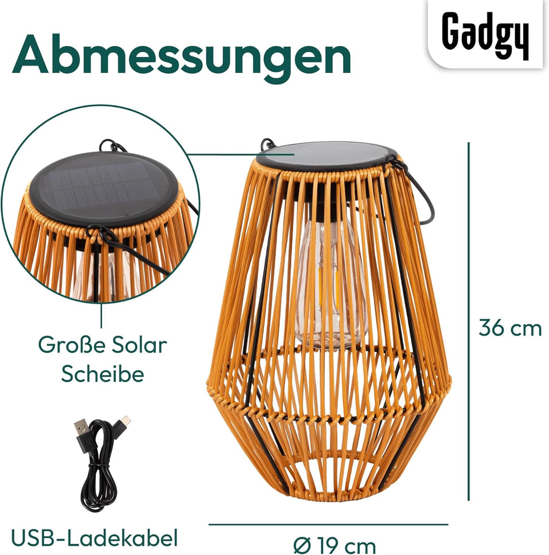 Gadgy Solarlampe für aussen Garten - Wasserdichte Solar Leuchte Garten draussen - Solar Laterne für