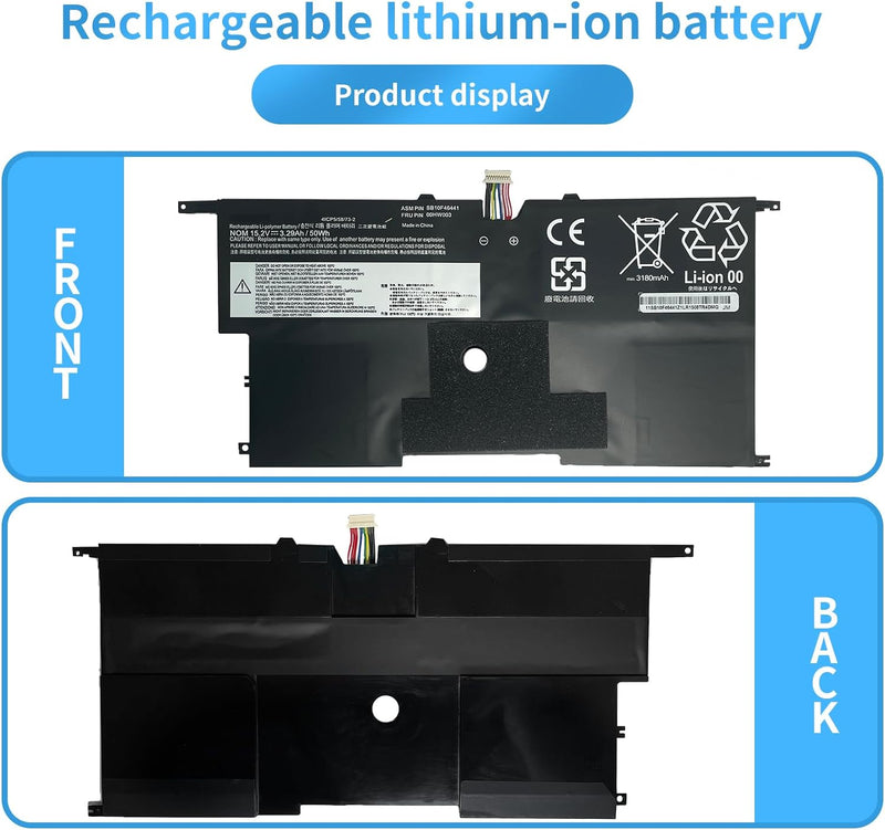 00HW003 00HW002 SB10F46440 SB10F46441 Laptop-Akku Kompatibel mit Lenovo ThinkPad X1 Carbon Gen 3 201