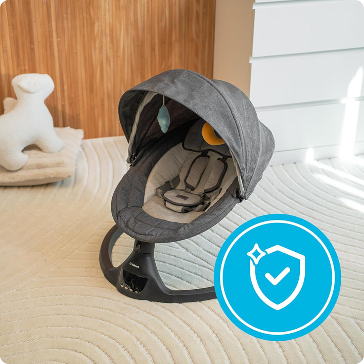 Svaie Babywippe elektrisch Babyschaukel bis 9 kg mit Fernbedienung Bluetooth 5 Schaukelstufen Batter