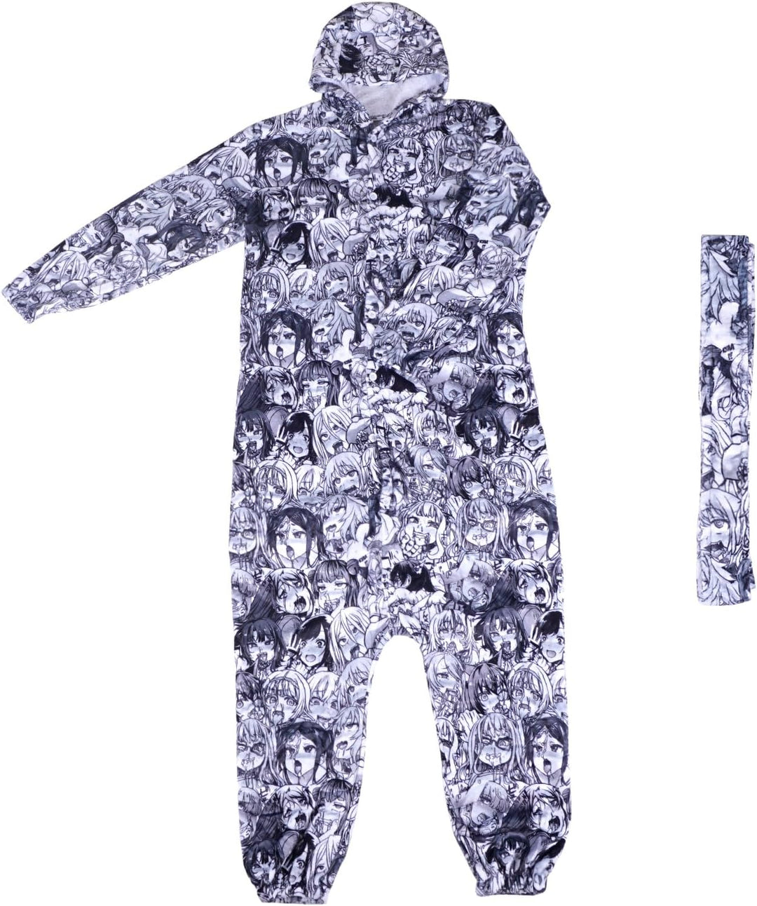 CoolChange Ahegao Kigurumi mit Manga Gesichtern I Anime Pyjama mit Taschen und Kapuze | Grösse: S-XL