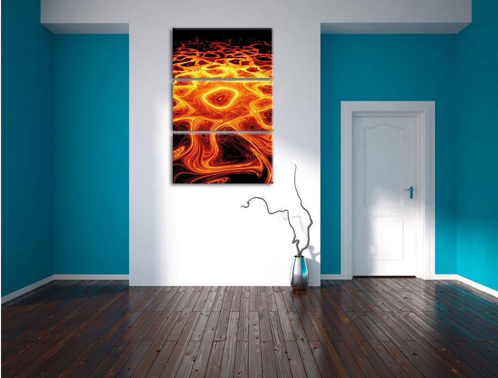 Pixxprint Leuchtende Lava Muster als Leinwandbild/Grösse: 3 Teilig (120x80) cm/Wandbild/Kunstdruck/f