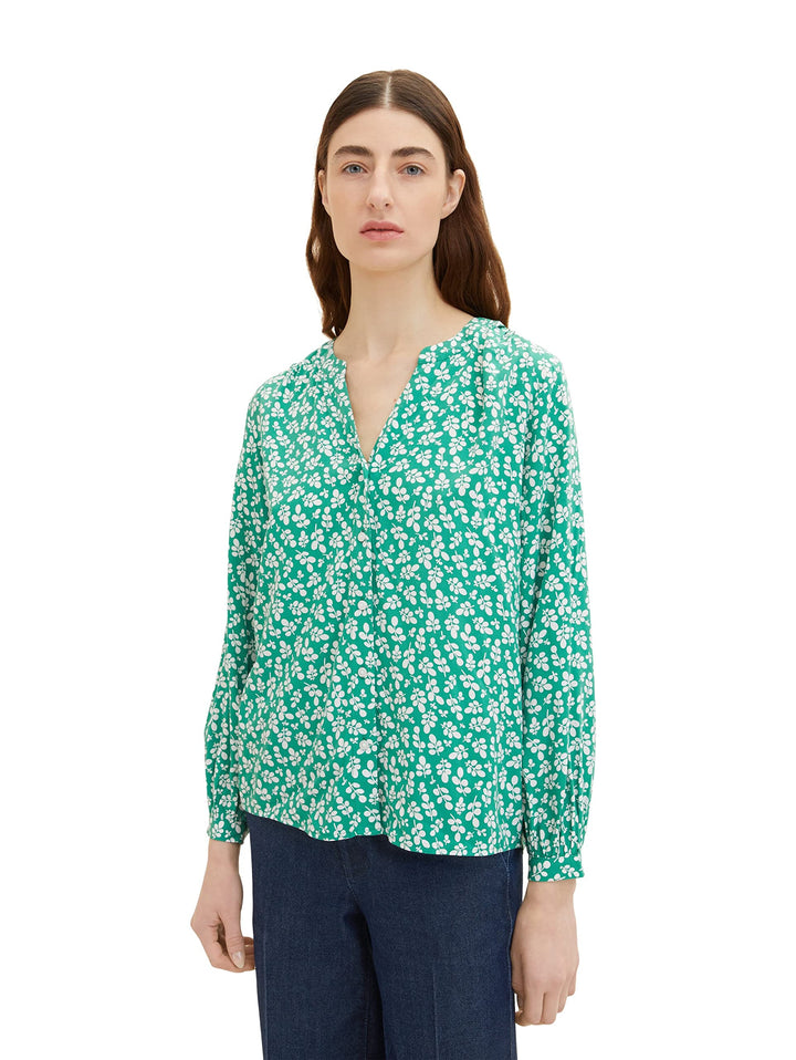 TOM TAILOR Damen Bluse mit Muster 34 31117 - Green Floral Design, 34 31117 - Green Floral Design