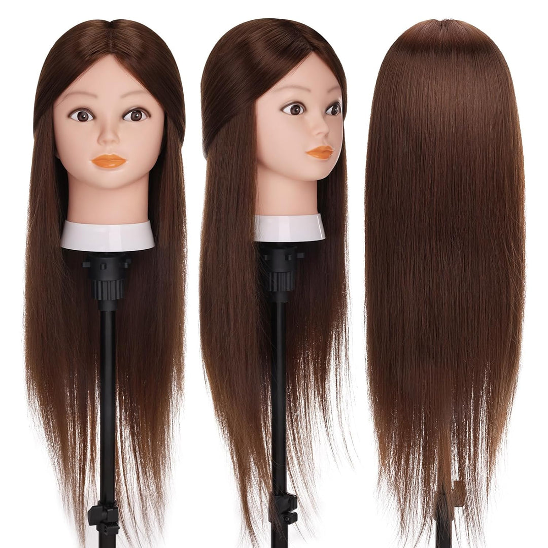 Yofuly 26 Zoll Trainingsköpfe, 80% Echthaar Kosmetik Schaufensterpuppenkopf mit Tischklemme & DIY-Ha