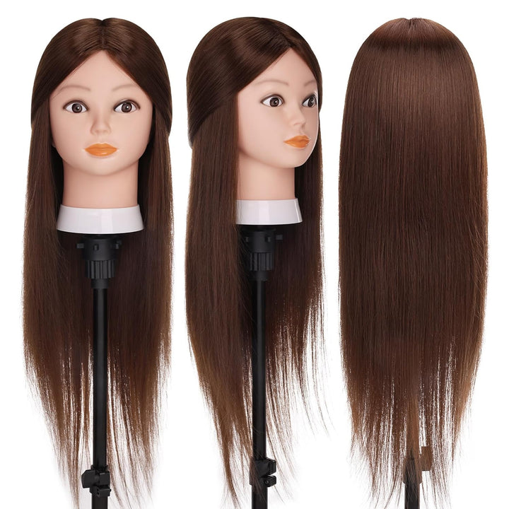 Yofuly 26 Zoll Trainingsköpfe, 80% Echthaar Kosmetik Schaufensterpuppenkopf mit Tischklemme & DIY-Ha