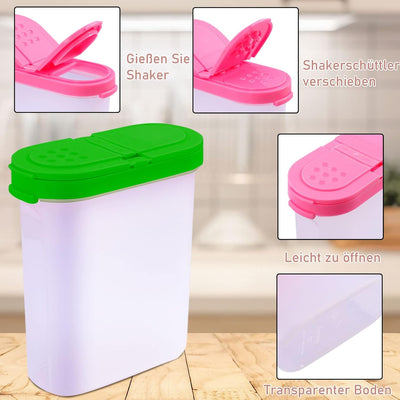 Aosmeol 6 Stück Schüttdosen,250ml Streudosen,Gewürzboxen Aufbewahrungsboxen mit praktischen Streuer,