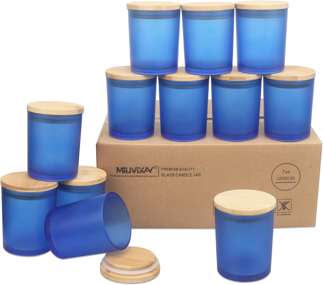 MILIVIXAY 12 Stück 200 ml Milchglas-Kerzengläser mit Deckel, leere Kerzengläser für die Herstellung