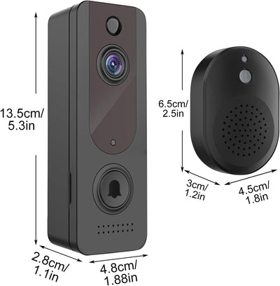 EUNEWR WLAN Video Türklingel mit Kamera, 1080P HD Kabellose Video Doorbell mit Gong ung Akku, 2,4GHz