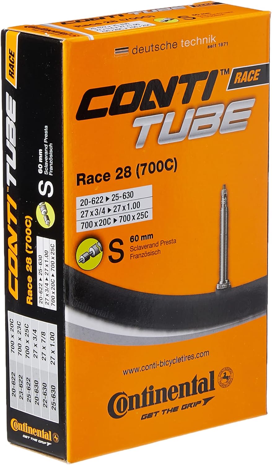 Continental Race Tubes Fahrradschläuche mit Adaptern, Schwarz, 700 x 20-25c (5er pack)