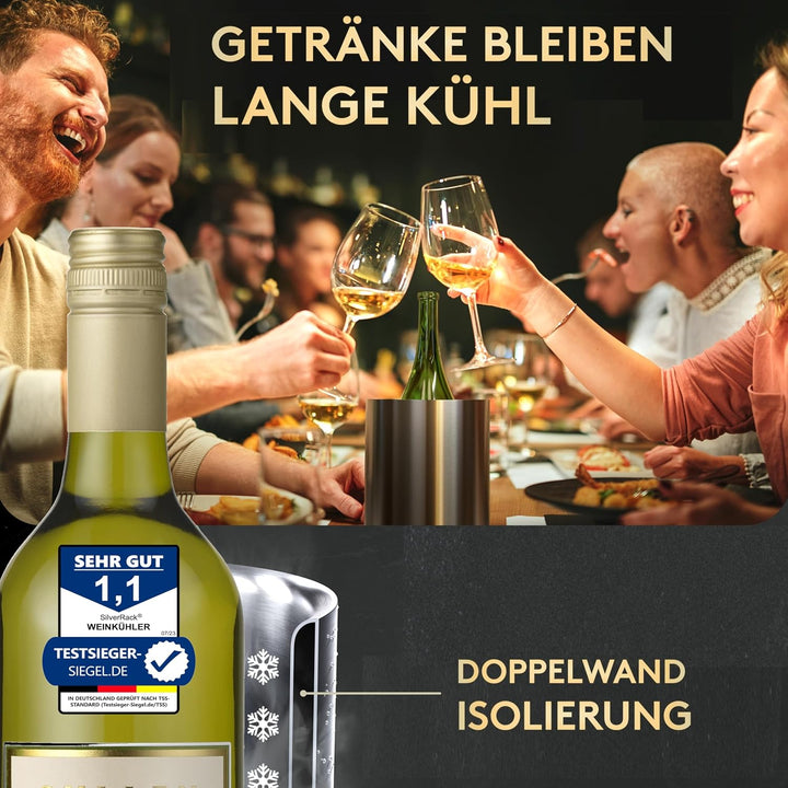 SilverRack Weinkühler Edelstahl - Champagner Kühler - Flaschenkühler als Wein-, Sektkühler und Geträ