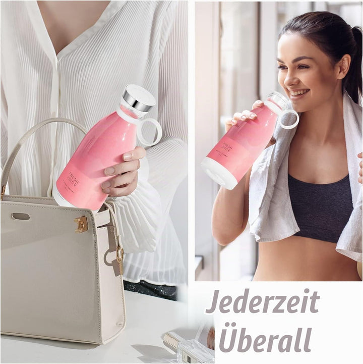 Tragbarer Mixer, 6-Klingen-Entsafterbecher für Saftshakes und Smoothies, 350 ml Mini-Mixer mit LED-A
