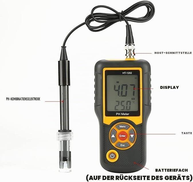 Digital pH Messgerät HT-1202 Digitaler Wassertester, Hochpräziser Wasserqualitätstester PH mV Tester