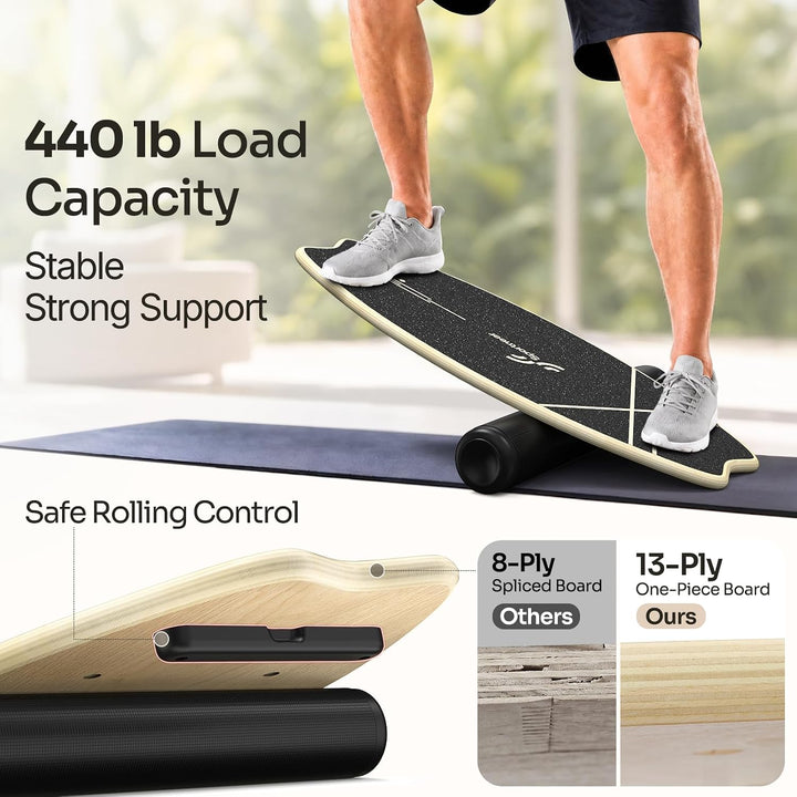 Balance Board Holz, Sportneer Indoorboard Skateboard, Indoor Surfboard Trickboard und Gleichgewichts