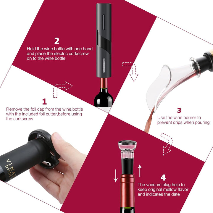 Elektrisches Weinflaschenöffner-Kit, Kabelloser Elektrischer Korkenzieher, Automatische Weinöffner F