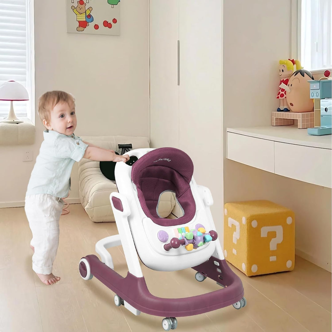 2-in-1 Lauflernhilfe für Babys mit abnehmbarer Fütterungsplatte und Musiktablett, zusammenklappbarer