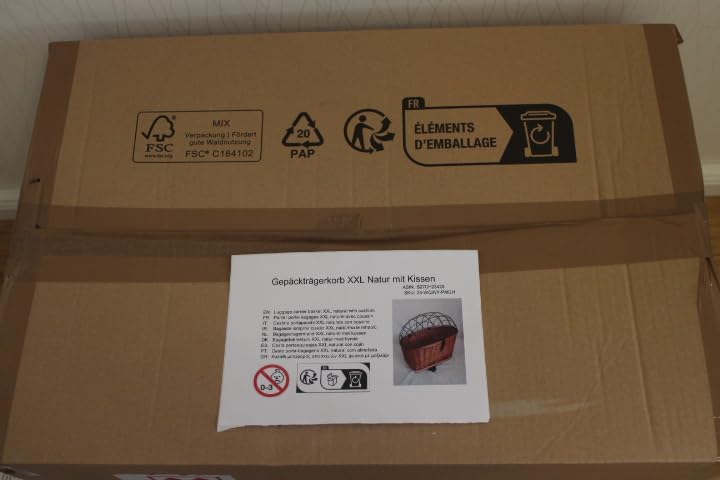 Hundefahrradkorb für Gepäckträger aus Weide mit Metallgitter und Kissen Gepäckträgerkorb Weidenkorb