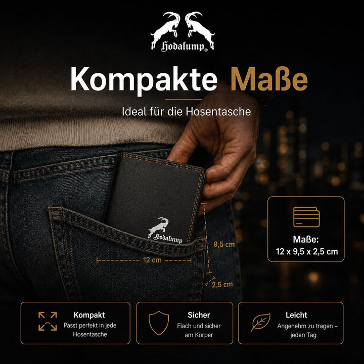 hodalump Echt-Leder Geldbörse • Geldbeutel für Damen und Herren mit RFID-Schutz • Portmonee mit Münz