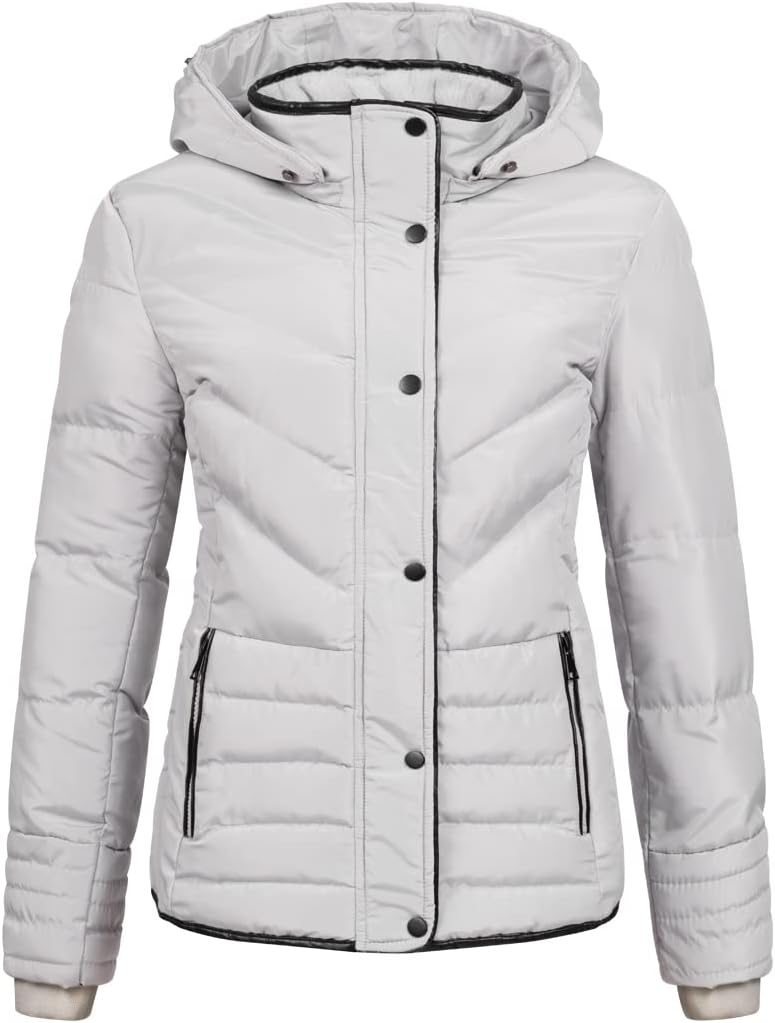 Elara Damen Steppjacke Winter Tailliert Chunkyrayan M Grau, M Grau