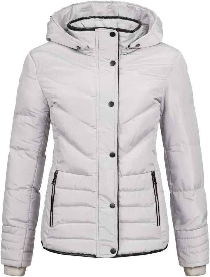 Elara Damen Steppjacke Winter Tailliert Chunkyrayan M Grau, M Grau