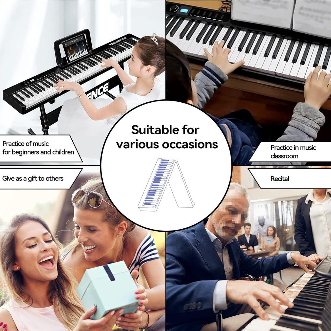 TERENCE Faltbares Piano mit 88 Tasten 1750mAh Akku Halbgewichtete Tastatur mit Display Sustain-Pedal