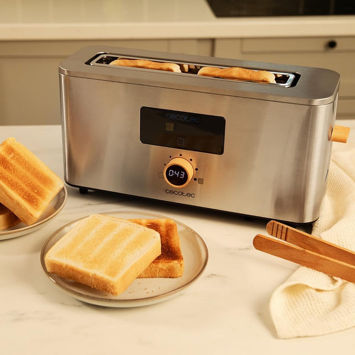 Cecotec Vertikaler Toaster mit 1 Langschlitz Touch&Toast Extra, 1000 W, 24 Scheiben Brot, Extra brei