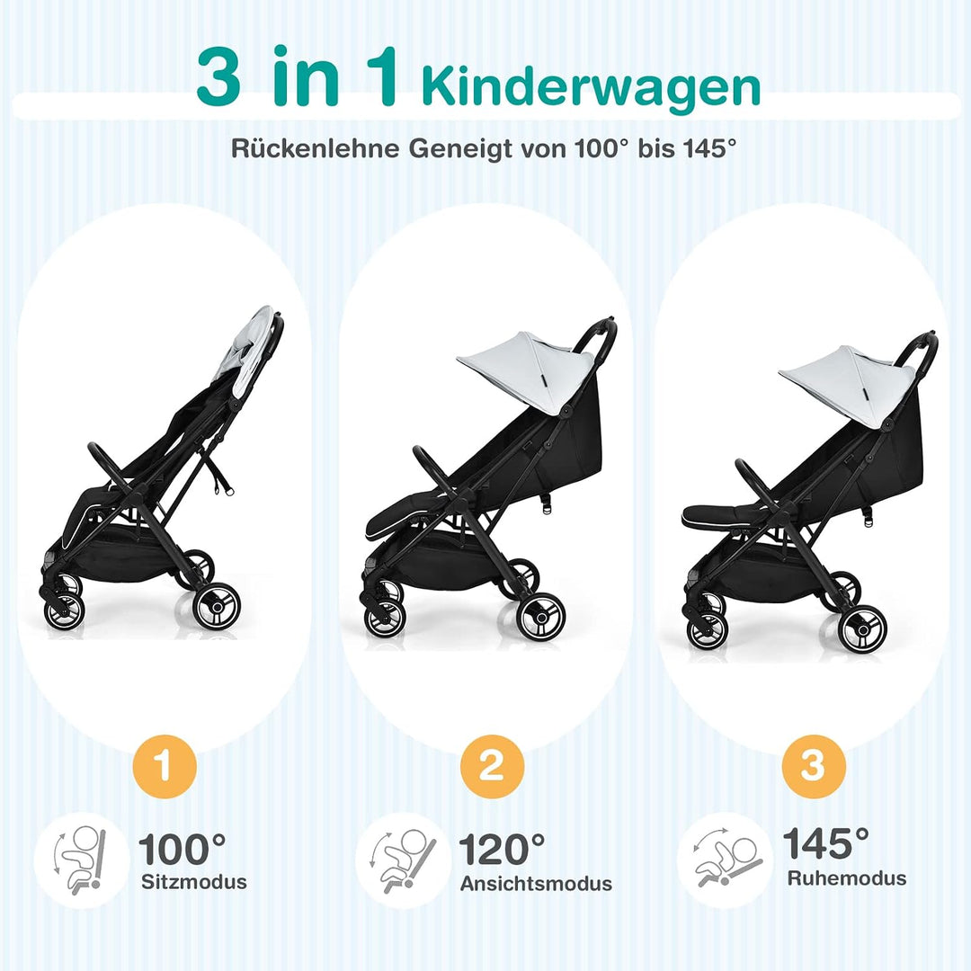 GOPLUS Zusammenklappbarer Kinderwagen, Buggy mit Verstellbarer Rückenlehne &amp; Fussstütze &amp; Bremse, 5-