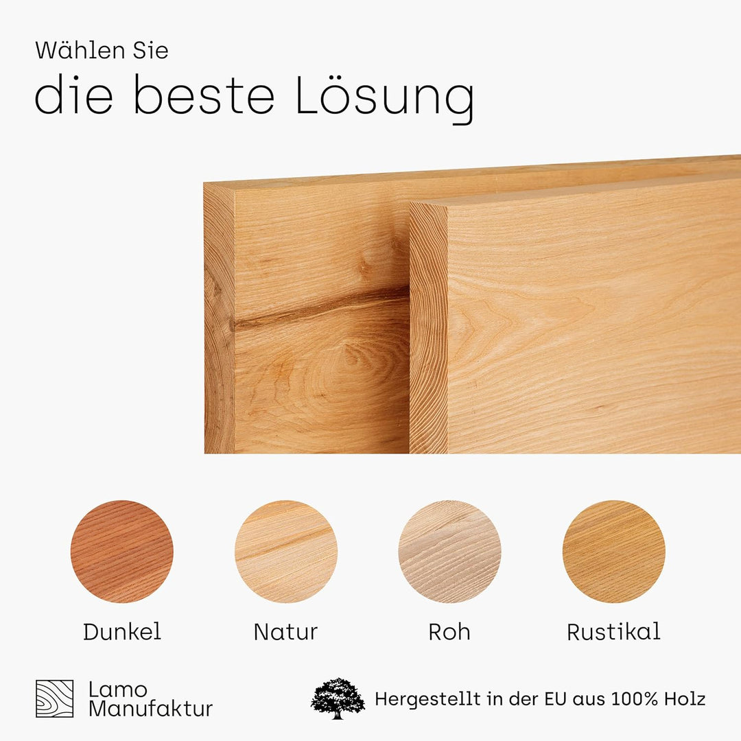 LAMO Manufaktur Waschtischplatte, Holzplatte Waschtisch, Küchenarbeitsplatte 150x60 cm (AxB), Rustik