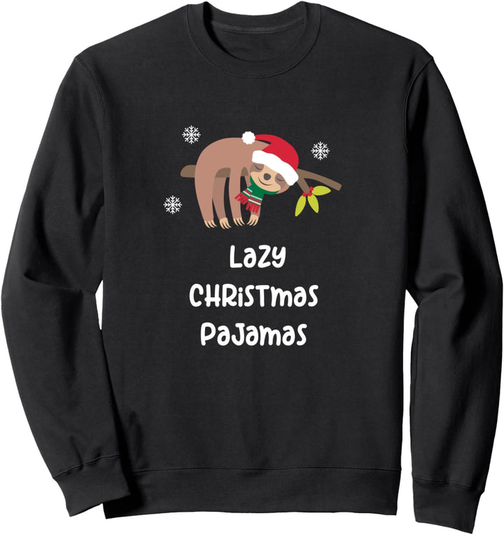 Sloth in Snow Lazy Christmas Pajamas Holiday Family Pajama Sweatshirt