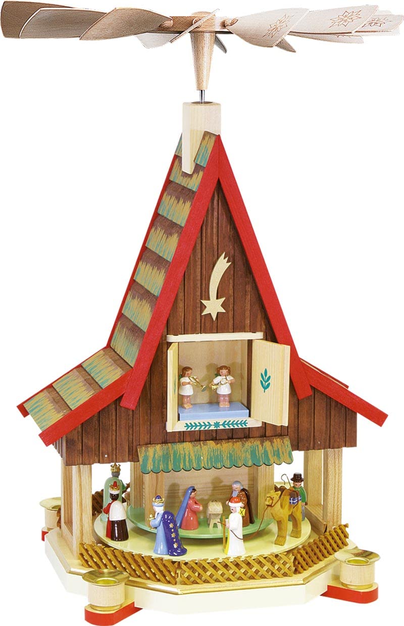Weihnachtspyramide Adventshaus, 53 cm hoch, original Erzgebirge