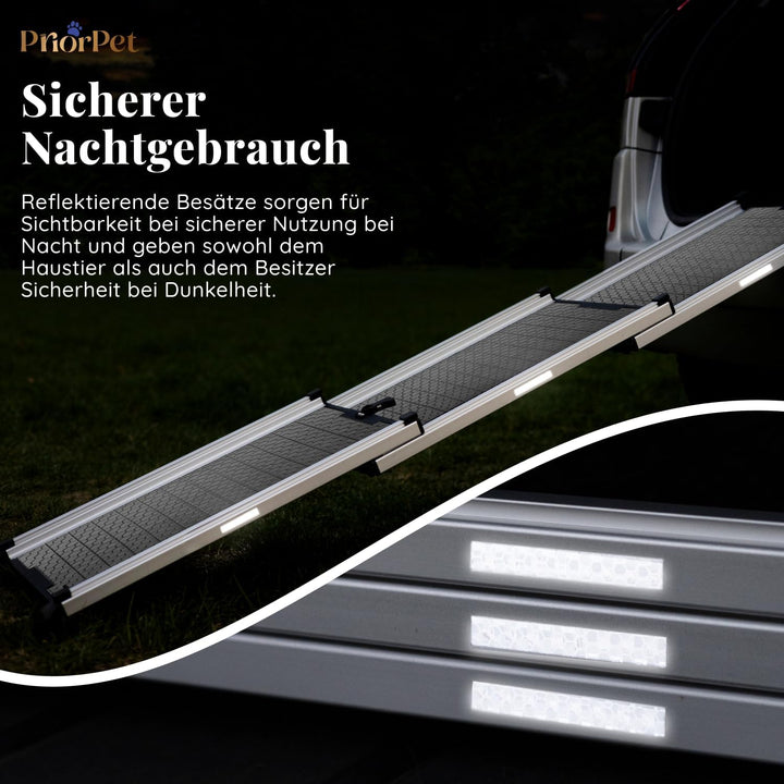 Hunderampe Auto Klappbar- Teleskop Alu Rampe für grosse Hunde - Stabile Hundetreppe Auto & SUV - rut