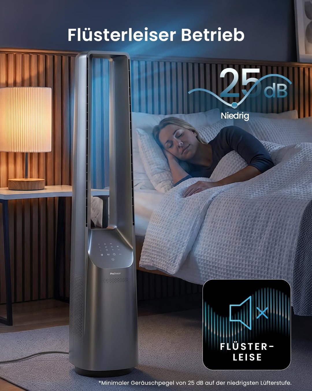 Pro Breeze 101cm rotorloser Ventilator - Ventilator oszillierend mit Fernbedienung, LED Display, 6 G