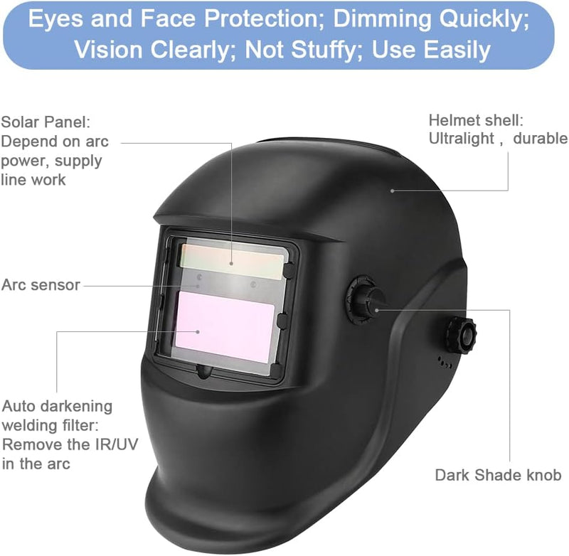 Solar Schweisshelm Schweissmaske Automatisch Verdunkelnd, Grosses Sichtfeld, Variable Verdunkelung D