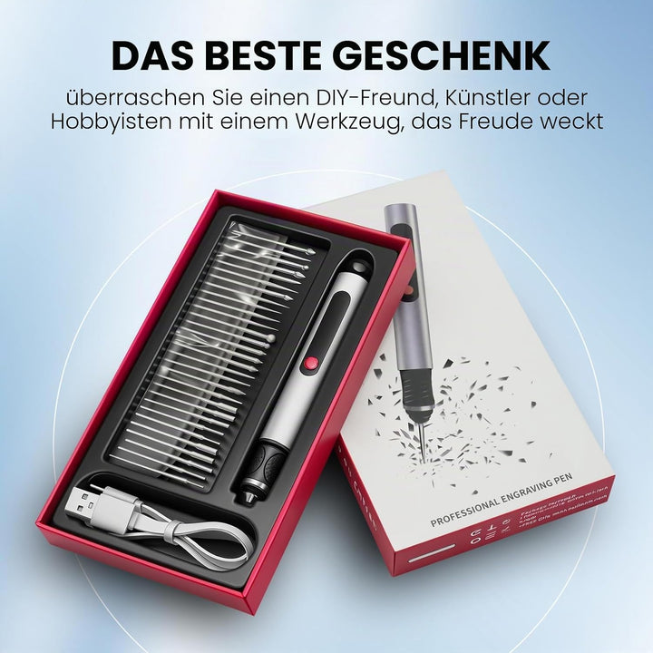 Elektrischer Gravierstift mit 30 Bit, multifunktionales Gravurwerkzeug, 3 Geschwindigkeitsstufen, tr