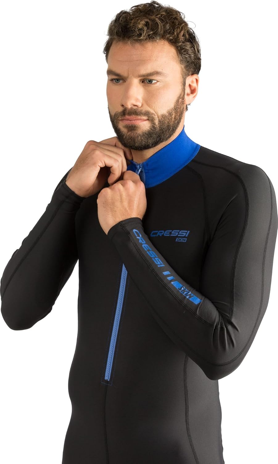 Cressi Skin 1mm - Superelastischen Anzug aus 86% Polyester / 14% Elasthan Schwarz/Blau L, Schwarz/Bl