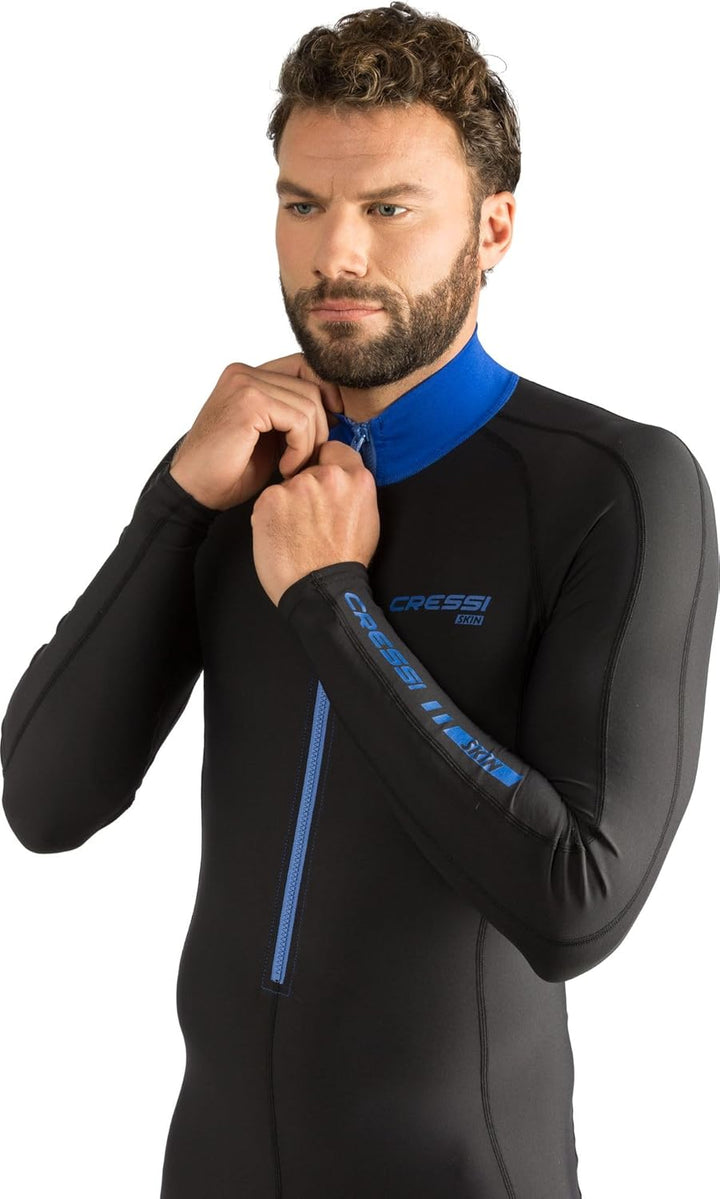 Cressi Skin 1mm - Superelastischen Anzug aus 86% Polyester / 14% Elasthan Schwarz/Blau L, Schwarz/Bl