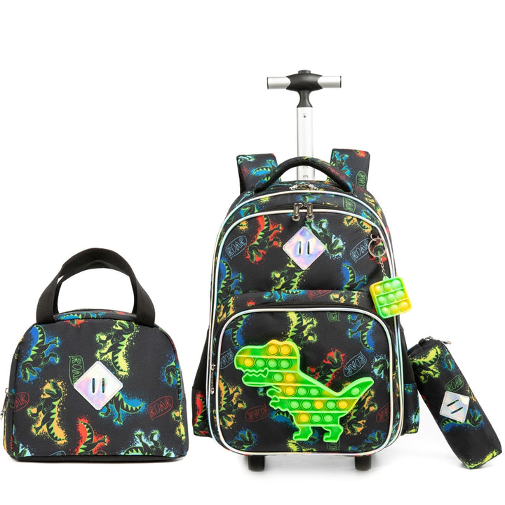 Egchescebo Schule Kinder Rolling Backpack für Mädchen mit Rädern Trolley Wheeled Backpack 041123-kon