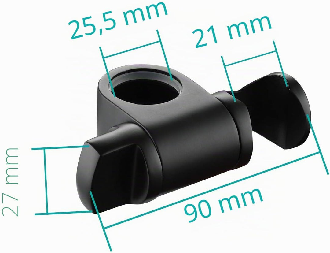 Tecmolog Duschkopfhalterung 25mm Edelstahl Brausehalterung Verstellbar für Duschstange Schwarz, ST35