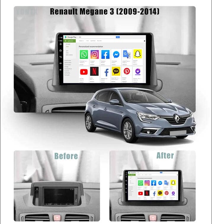 YUNTX [4GB+64GB] Android 12 Autoradio für Renault Megane 3 (2009-2014)-2 Din-[Integriertes Wireless