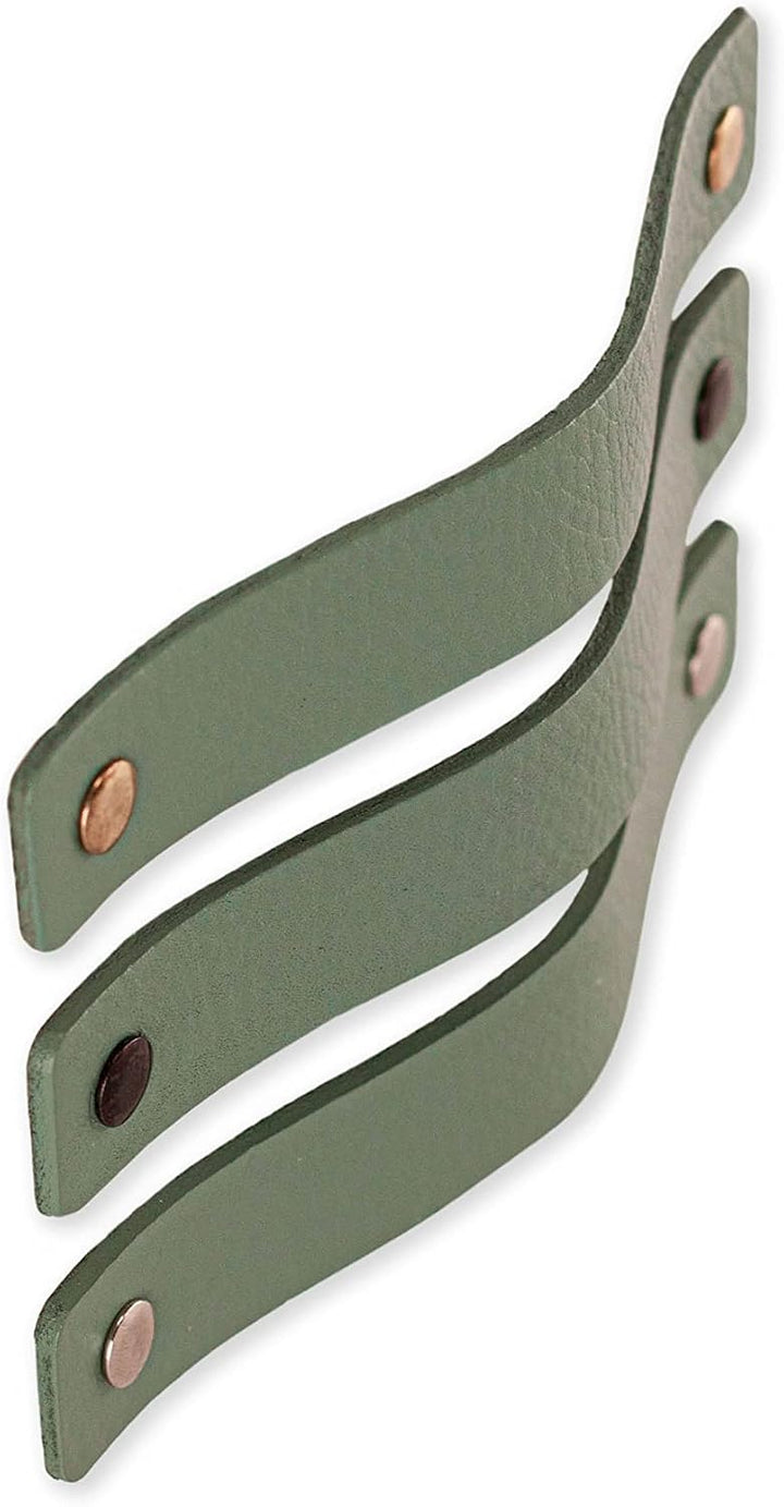 Brute Strength - Ledergriffe für Möbel - Blassgrün - 6 Stück - 16,5 x 2,5 cm - Schrankgriff, Türgrif