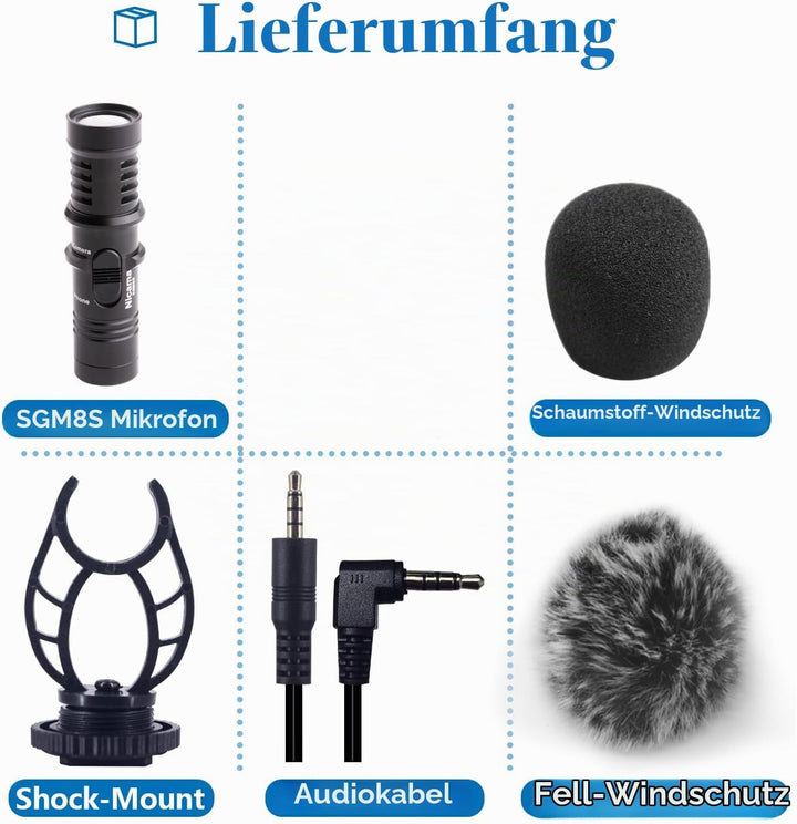 Nicama 3.5mm Kamera Shotgun Mikrofon für DSLR Kamera Canon EOS Nikon Sony Camcorder (Nicht für Canon