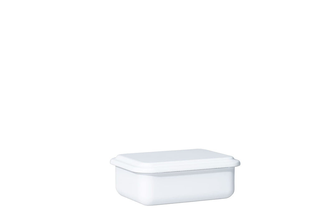 Riess, 0411-033, Vorratsbehälter mit Deckel, 15x11x5cm, Emaille, Design SERVE + STORE, WEISS, Gewich