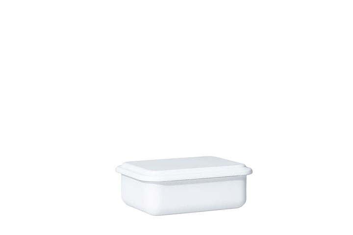 Riess, 0411-033, Vorratsbehälter mit Deckel, 15x11x5cm, Emaille, Design SERVE + STORE, WEISS, Gewich