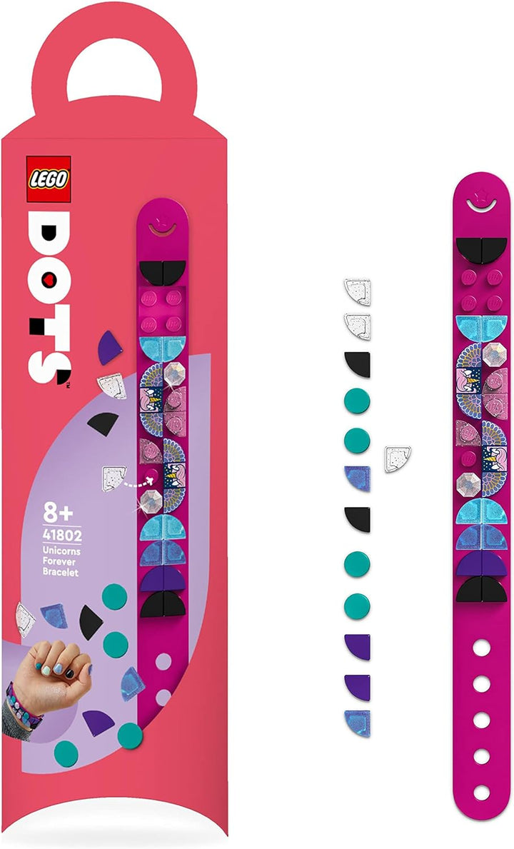 LEGO 41802 DOTS Einhorn Armband, kreatives Spielzeug DIY Schmuck-Bastelset mit glitzernden Steinen f