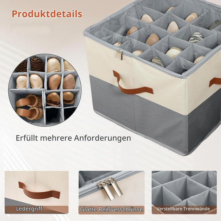 Schuhaufbewahrungsbox, Schuh-Organizer für 16 Paar, Schuhboxen Stapelbar, Faltbare Schuhaufbewahrung